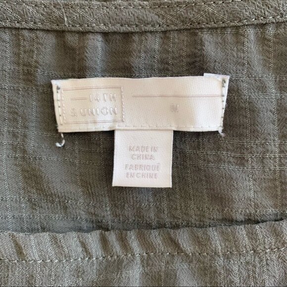 14th & Union Sheer Check Box Popover Tunic Top Size Medium - Picture 7 of 8